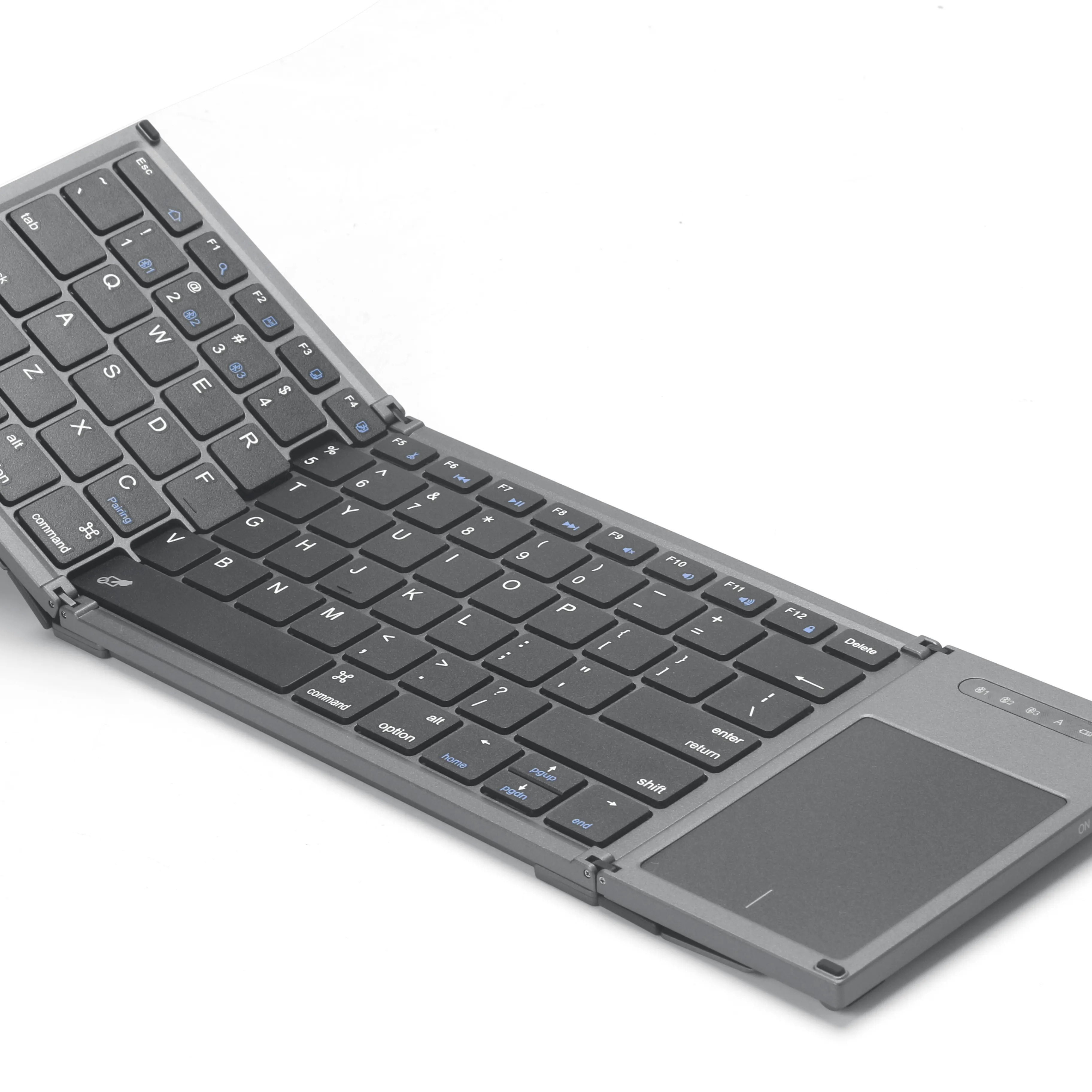 Keyboard Bluetooth Lipat Ukuran Saku Portabel Mini BT Keyboard Nirkabel dengan Pad Sentuh untuk Android, Windows, PC,