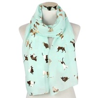 Écharpe en feuille métallique motif chat mignon, châle doux noir toutes saisons pour femme, idéal comme cadeau