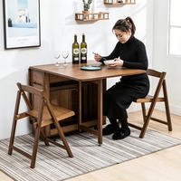Table à manger rectangulaire pliable et peu encombrante, bureau de cuisine mobile, table de dîner simple pour la maison avec chaise