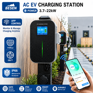 Borne de recharge murale pour véhicules électriques, 11 kW, TYPE 2, 16A, 3 phases, pour concessionnaires automobiles, fabriquée par l'usine OEM - Product Image 1