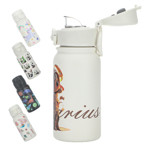 Custom Logo Cut 3d Printing Latest Leak-proof Children <b>Bottle</b> Straw Lid Double Wall Stainless Steel Kids Water <b>Bottle</b> - Product Image 2