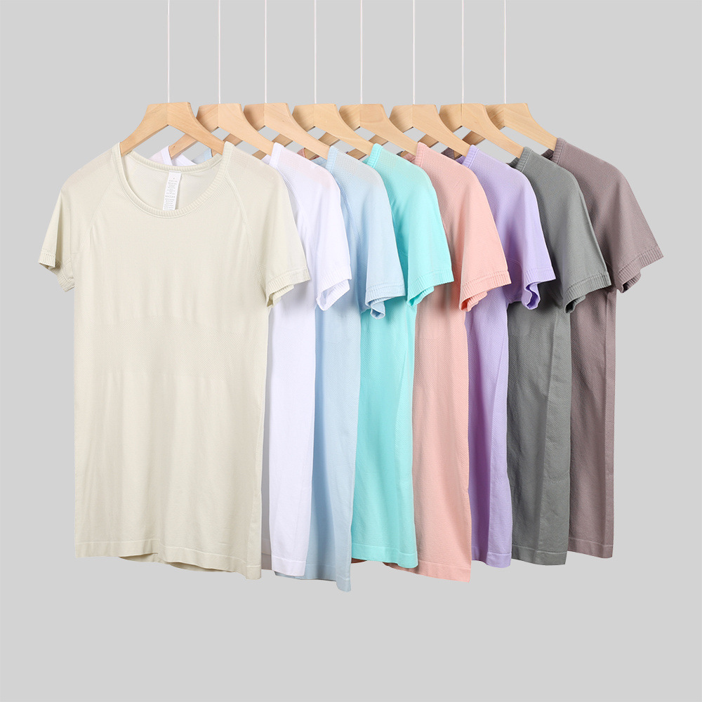 Quick Dry Yoga T-Shirt Women Slimming Short Sleeve High Elastic Gym Fitness Running Top Nylon Spandex Athletic Wear