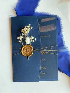 Cartes d'invitation de <span class=keywords><strong>mariage</strong></span> en acrylique noir élégantes et luxueuses, invitations de <span class=keywords><strong>mariage</strong></span> en verre Quinceanera avec sceau de cire et fleur séchée - Product Image 2