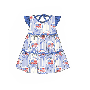 Preventa al por mayor: Conjuntos de ropa infantil de boutique de moda para el 4 de julio, con estampado de bandera y rayas, para niñas, MOQ 5 unidades. - Product Image 4