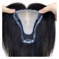 Topper de cheveux humains vierges chinois en forme de U de 13*15cm avec base en soie et dentelle suisse, cheveux raides élégants, vente en gros