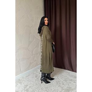 Cárdigan Largo de Punto Color Caqui para Mujer, Marca Lookback, con Estampado en la Espalda, Estilo Casual Anti-Pilling - Product Image 1