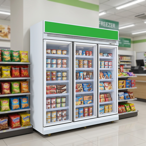 Congelador vertical comercial para supermercado, exhibidor de helados de una sola temperatura con puerta de cristal. - Product Image 1