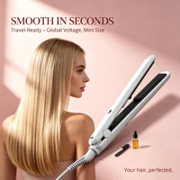 Lisseur à cheveux en céramique LED à chauffe rapide avec température multiple pour lissage et bouclage, usage hôtelier, tension universelle, verrouillage de sécurité
