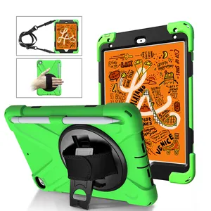 Funda de silicona a prueba de golpes para Mini 4, iPad mini 5 de 7,9 pulgadas para niños, diseño colorido, con mango y cinturón de hombro