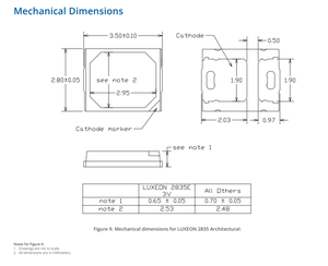 Lumiledss L128-2780ca3500001 Luxeon 2835 Puce LED en ligne SMD Blanc 2700K 80-CRI - Product Image 6
