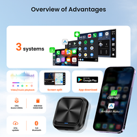 Adaptador Inalámbrico CarPlay/Android Auto con 4+64GB, Soporte Netflix y YouTube, Solución Con Cable e Inalámbrica para la Mayoría de Coches