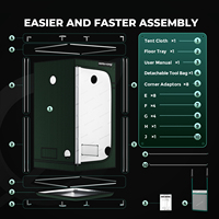 Tenda Tanam Mars Hydro Green 3*3 100X100X180cm Perakitan Mudah Rangka Logam Kotak Tanam Dalam Ruangan dengan Mylar Reflektif Tinggi