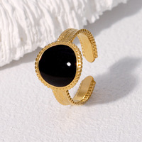 Cincin Baja Tahan Karat Tahan Air Vintage Retro Mewah Berkelas Geometris Lapisan Emas Anti Luntur Elegan