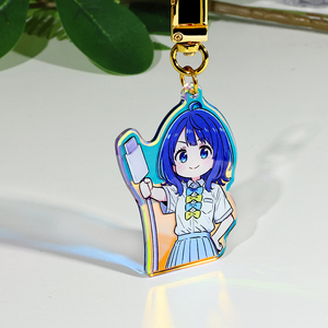 Double-Sided HD UV Printed Holographic <strong>Acrylic</strong> Keychains Cute Cartoon Anime Commemorative Plastic Pet Character Keychains - Product Image 5
