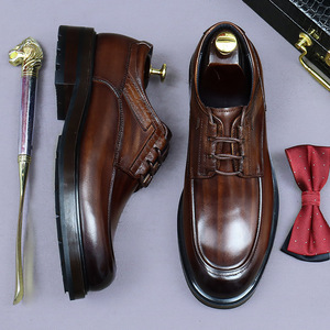 Zapatos Oxford de Cordones de Cuero Genuino para Hombre, Estilo Italiano de Alta Gama, Hechos a Mano, para Oficina y Trabajo, Antideslizantes, Transpirables y Duraderos - Product Image 4
