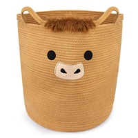 Panier de rangement rond en corde de coton motif petite vache mignonne, organisateur de bureau dessin animé, porte-clés, tri des articles divers, modèle X-151