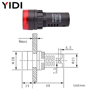 22 मिमी प्लास्टिक बजर लाल हरे रंग का नेतृत्व संकेतक पायलट प्रकाश चेतावनी सिरेन 12 वी 24 वी 220 वी - Product Image 4