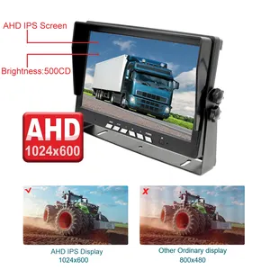 7Inch Ahd Ips 1024X800 4ch Split Quad Scherm 4pin Luchtvaart Video Ingang Achteraanzicht Monitor Voor Auto Max Ondersteuning 1080P Ahd Camera