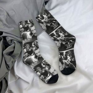 Chaussettes personnalisées rétro rock Johnny Hallyday pour un style chaud et tendance, chaussettes fantaisie du chanteur français - Product Image 4