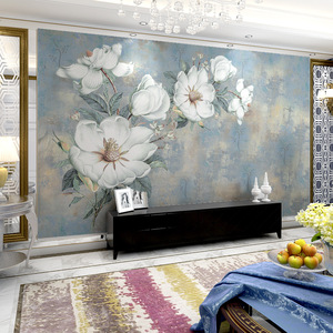 Papier peint de fond 3D Nordic Tv Papier peint pastoral Canapé Chambre murale Salon Fleur Film et Télévision Revêtement <span class=keywords><strong>mural</strong></span> - Product Image 2