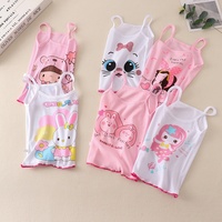 Débardeur d'Été Décontracté pour Bébés Garçons et Filles, Fines Bretelles en Coton avec Motif Dessin Animé, 100% Coton