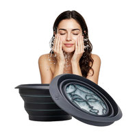 Zusammen klappbare umwelt freundliche Silikons chale Eingebaute Eis schale Tragbare Gesichts behandlung Cold Plunge Home Spa Akne Relief Hauts traffungs pool