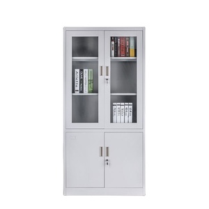 Armoire de classement en acier moderne avec porte battante en verre réglable et serrure, pour usage domestique, bureau, hôtel, école - Durable et écologique pour documents - Product Image 2