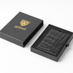 Caja <span class=keywords><strong>de</strong></span> Regalo <span class=keywords><strong>de</strong></span> Lujo Ecológica <span class=keywords><strong>de</strong></span> 2 Piezas con Logotipo <span class=keywords><strong>de</strong></span> Leopardo Negro y Dorado Personalizado, Embalaje <span class=keywords><strong>de</strong></span> Marca para Carteras - Product Image 1