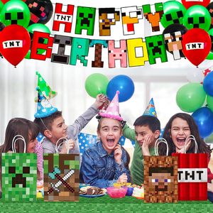 Sacs Pixel en papier, 16 pièces, sacs-cadeaux à thème mineur, pour fête d'<span class=keywords><strong>anniversaire</strong></span>, bonbons, cadeaux, fournitures pour fête prénatale - Product Image 5