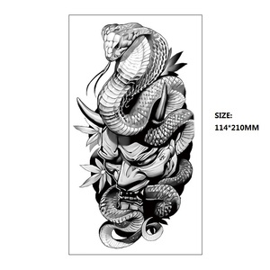 Tatouages temporaires noirs pour le haut du <span class=keywords><strong>bras</strong></span>, <span class=keywords><strong>Lion</strong></span>, Tigre, Serpent, Hibou, autocollants de <span class=keywords><strong>tatouage</strong></span> factices imperméables, autocollants d'art corporel longue durée pour hommes - Product Image 2