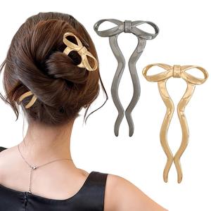 กิ๊บติดผมโลหะรูปโบว์โค้งรูปผีเสื้อ อุปกรณ์เสริมกิ๊บติดผมรูปตัวยู ทำจากโลหะผสม - Product Image 2