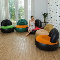 Fauteuil Canapé Gonflable en PVC Floqué, Idéal pour l'Intérieur et l'Extérieur, Canapé Gonflable Décontracté pour Adulte, Parfait pour le Camping