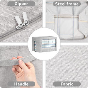 Boîte de rangement pliable en tissu de coton et lin, rectangulaire, écologique, grande, imperméable et résistante, pour vêtements et jouets - Product Image 3