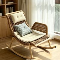 Fauteuil à bascule inclinable en rotin et métal, design minimaliste moderne, pour extérieur, balcon, cour, terrasse, chaise de détente