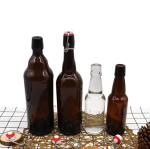 Ambra trasparente bottiglia di vetro di birra da 1 litro tappo Flip Top 32 OZ bevanda 1000ml con tappo superiore oscillante cucina