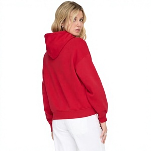 Sudadera con Capucha para Mujer, Nueva Colección Primavera-Otoño-Invierno, Color Sólido, Casual, Corta, Holgada, con Cierre Frontal, Tela No Tejida - Product Image 3