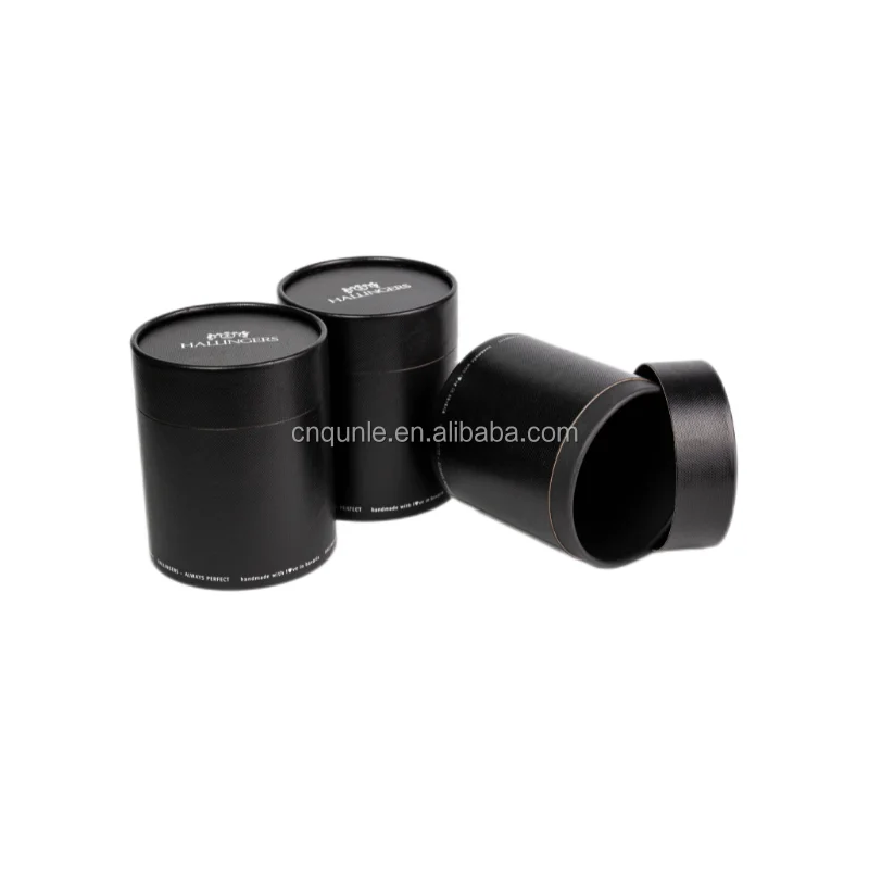 recyclable cylinder package box for candle black candle packaging boxes with silver stamping