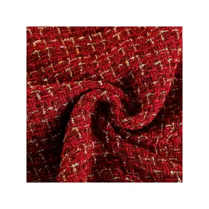 Custom Polyester Acrylic Metallic Fabrics Premium Woven Weaving Tweed Upholstery Fabric For Women Garment