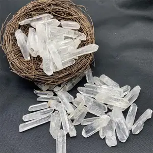 Groothandel Natuurlijke Healing Crystal Clear Quartz Gepolijst Kristallen Steen Ruwe Lemurische Zaad Voor Sieraden