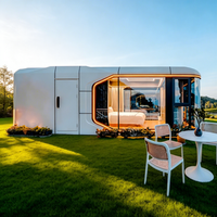 Maison capsule spatiale moderne, cabane préfabriquée mobile pour camping en plein air et complexe hôtelier