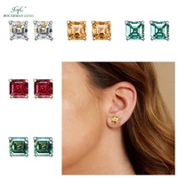 Boucles d'oreilles classiques Asscher Cut Moissanite 1ct & 2ct Platinum Plated 925 Silver 4Prong Setting Gift for Women in Gold Silver