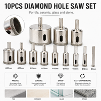 Jeu de 10 forets à noyau en acier rapide pour maçonnerie, béton, verre, marbre, diamètre 8 mm, M14, soudés par procédé sous vide