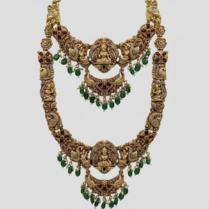 High Quality Traditional South <b>Indian</b> Temple Ethnic Brass Bridal Set Zircon Flower Design Rose Gold Plated Wedding Party Third - Product Image 2