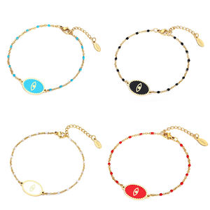 Yeni varış türk Qings bayan paslanmaz çelik takı ayarlanabilir kırmızı altın kaplama nazar mavi göz bilezik - Product Image 6