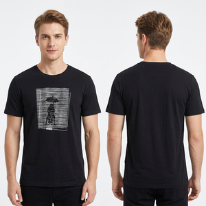 T-shirt en coton graphique pour homme 180 GSM, col rond, manches courtes, écologique, respirant, imprimé sur mesure, marque privée, OEM - Product Image 2