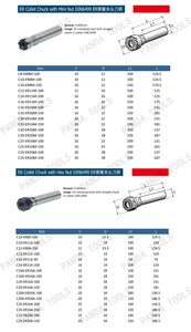 Portabrocas ER de vástago recto y tipo de extensión C8 C10 C12 C16 C20 C25 C32 ER M Portabrocas Ollet de vástago recto - Product Image 4