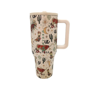 Bouteille d'eau isotherme en acier inoxydable 304 avec poignée et paille rabattable, anti-fuite, compatible porte-gobelet, réutilisable, cadeau pour femme - Product Image 3