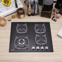Cuisinière à gaz encastrable personnalisée avec allumage électronique, surface en verre, brûleur à combustion, protection anti-extinction de flamme, classe d'efficacité énergétique pour