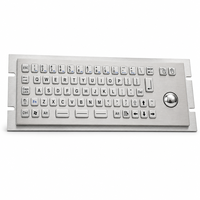 Clavier à trackball industriel en acier inoxydable personnalisé PC-605TB IP54, 68 touches USB PS/2 pour équipement pharmaceutique
