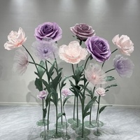H-29 papier crêpe sur pied organza fleur de pivoine géante ensemble pour décoration de fenêtre fête de mariage ensemble floral affichage de magasin